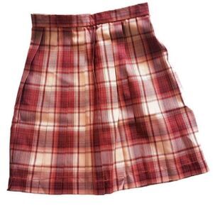 Dimensional Walker Plaid Pleated Mini Skirt